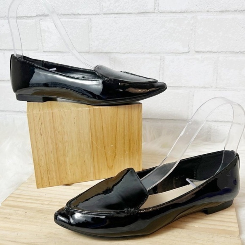 Jones New York Samantha Pointed Black Patent Flats Loafers Women's Size 5.5M‎